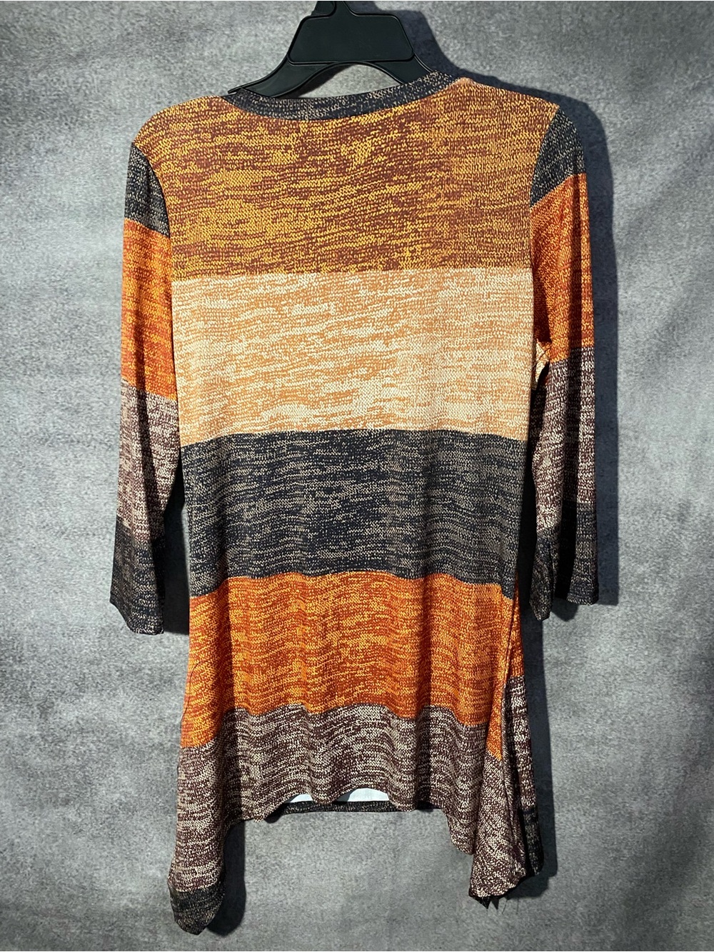 Lily by Firmiana Tunic Top Medium M Knit Stripe Sharkbite Hem 3/4 Sleeve - Picture 8 of 9